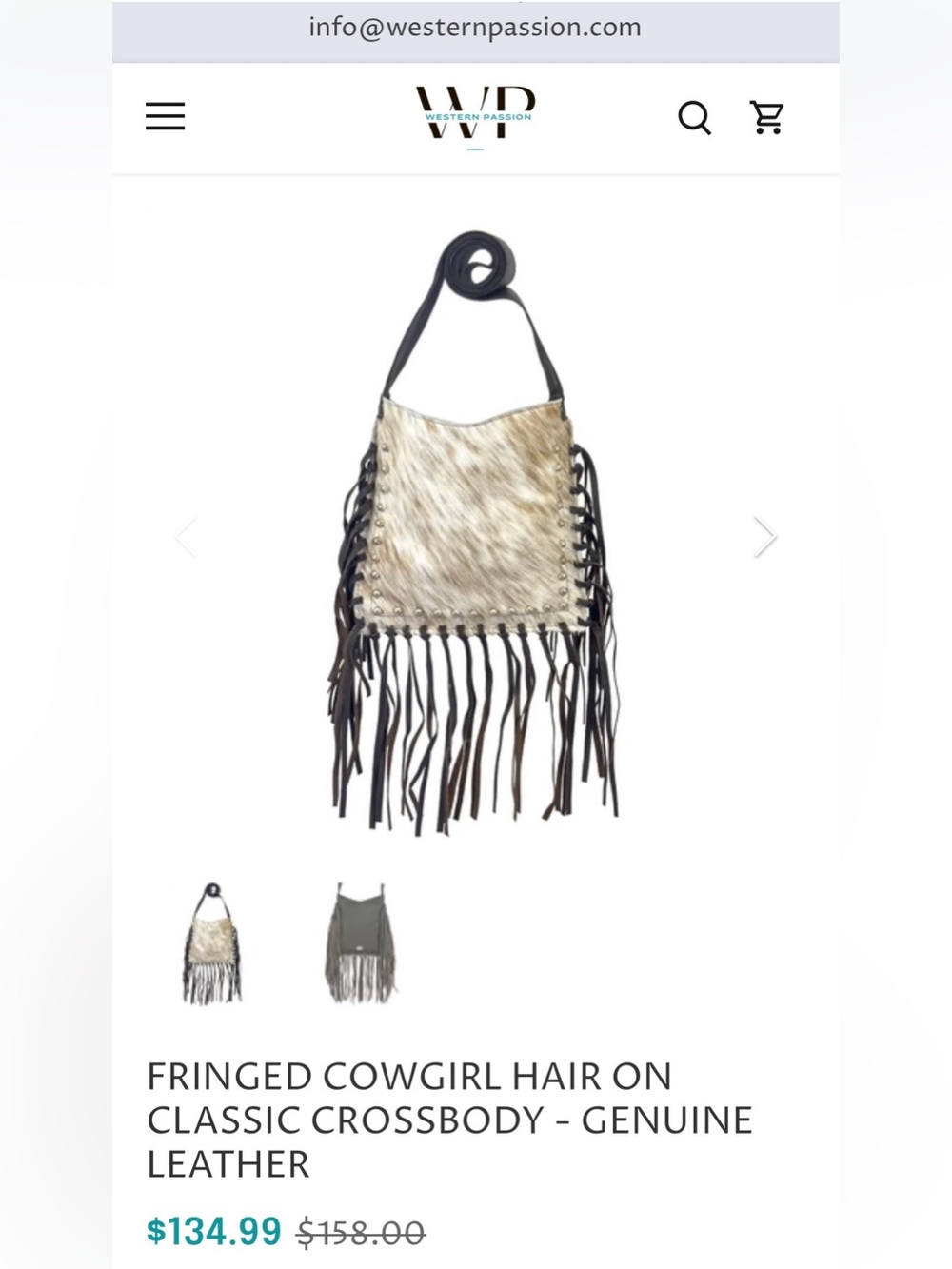 American West Ringed Cowgirl Classic Crossbody - Genuine Leather & Hair-On CFB - Picture 3 of 9